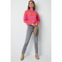 Gebreide gestreepte sweater - roze rood - maat s/m
