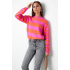 Gebreide gestreepte sweater - roze rood - maat s/m