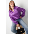 Satijnen blouse met print - blauw - maat m