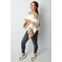 Warme gebreide gestreepte trui - beige - maat l/xl