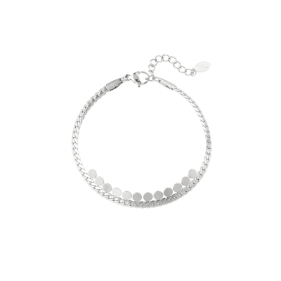 Gevlochten armband muntjes - zilver - stainless steel