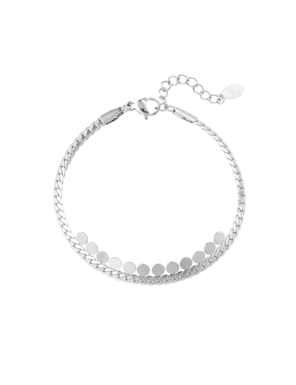 Gevlochten armband muntjes - zilver - stainless steel