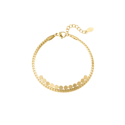 Gevlochten armband muntjes - goud - stainless steel