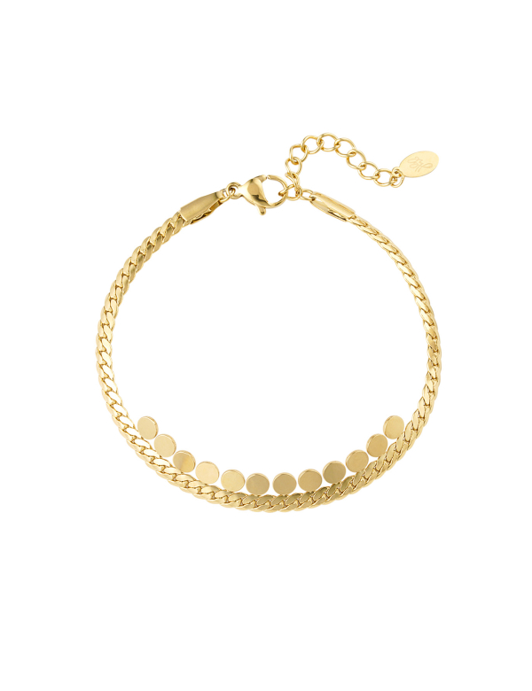 Gevlochten armband muntjes - goud - stainless steel