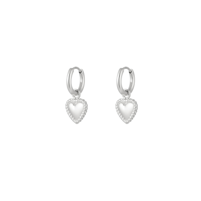 Oorbellen hartjes - zilver - stainless steel
