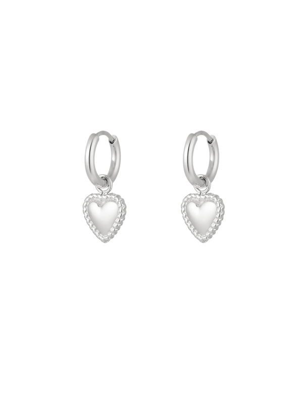 Oorbellen hartjes - zilver - stainless steel