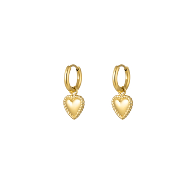 Oorbellen hartjes - goud - stainless steel