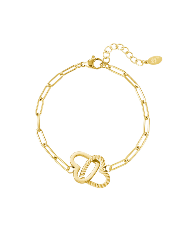 Schakelarmband hartjes - goud - stainless steel