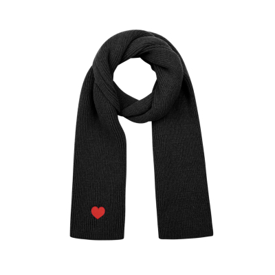 Wintersjaal met hart detail - zwart