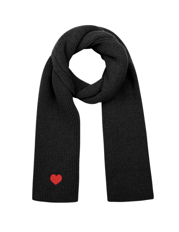 Wintersjaal met hart detail - zwart
