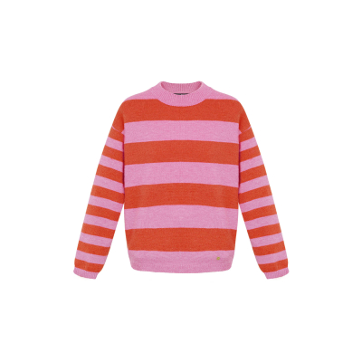 Gebreide gestreepte sweater - roze rood - maat s/m