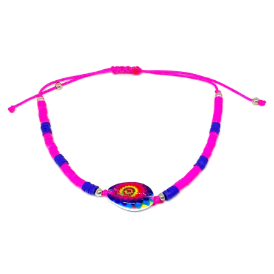 Schelp armband - fuchsia