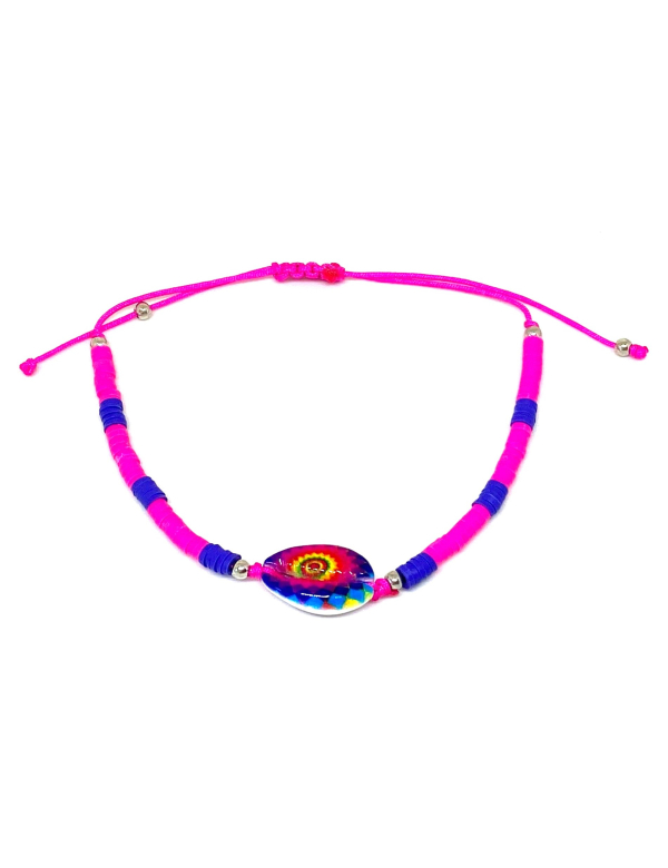 Schelp armband - fuchsia