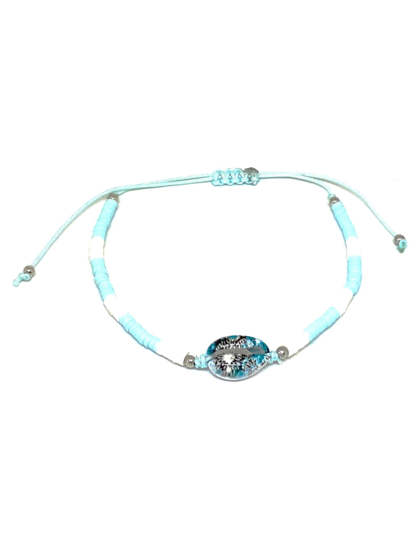 Schelp armband - licht blauw