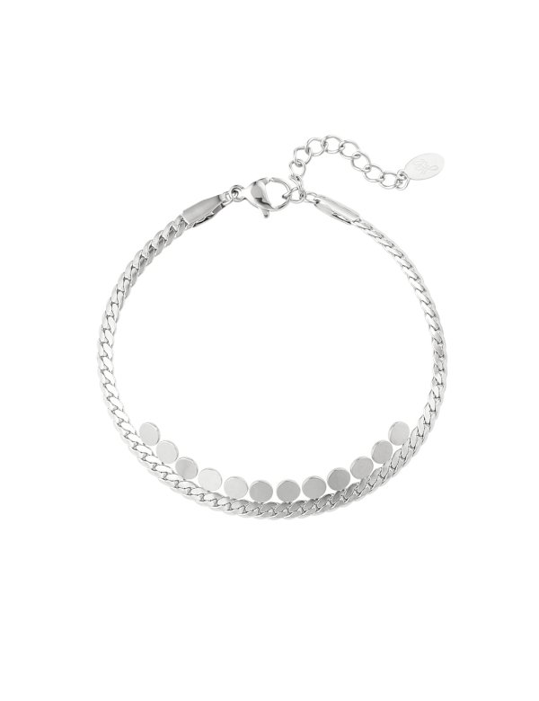 Gevlochten armband muntjes - zilver - stainless steel
