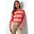 Gebreide gestreepte sweater - roze rood - maat l/xl